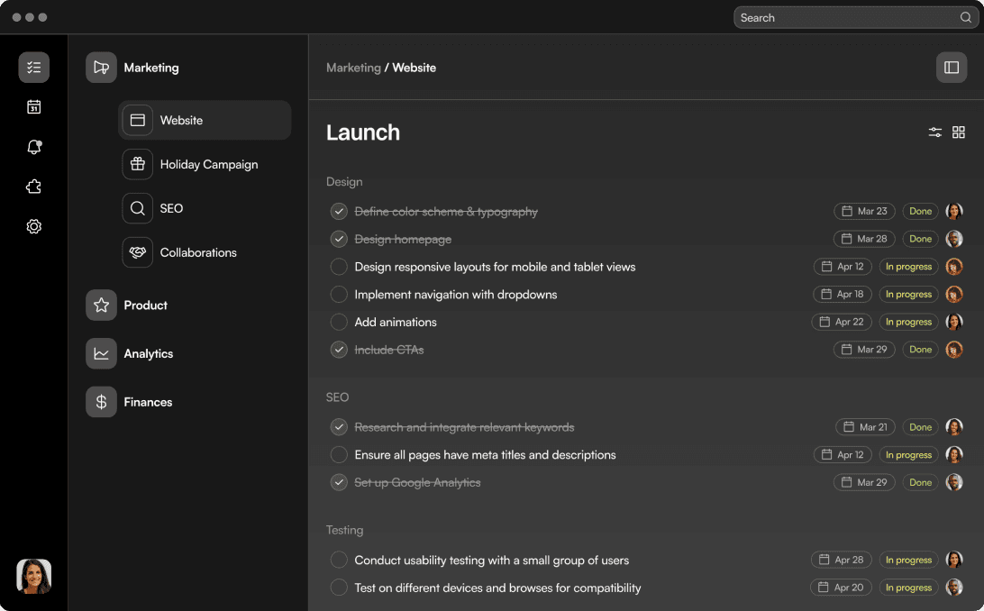 screenshot of app